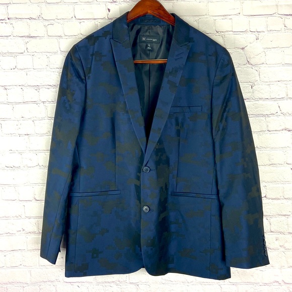 INC International Concepts Men's Blue Pixeled Camo Slim Fit Blazer. Sz: L